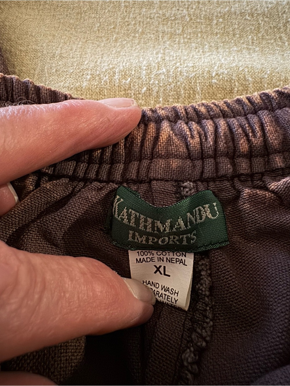 Men's Brown BOHO Cotton Elastic-Waist Pants - XL = US Men’s Medium